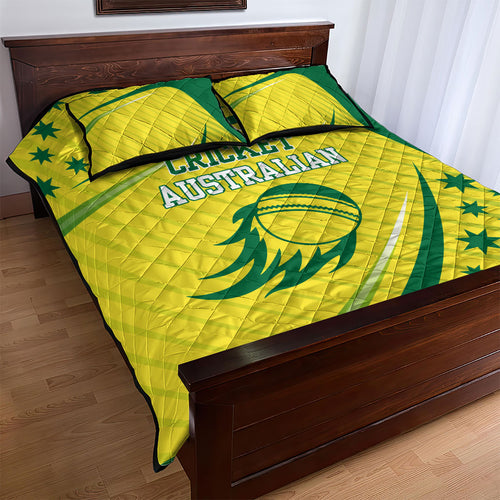 Australian Cricket Quilt Bed Set Southern Cross Stars - Heritage Graphic