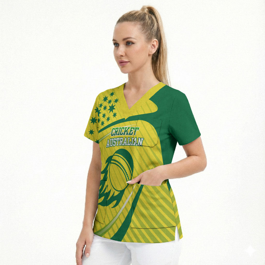 Australian Cricket Scrub Top Southern Cross Stars - Heritage Graphic