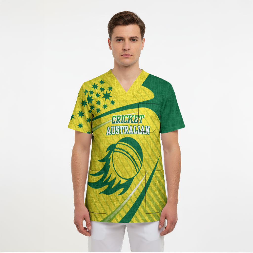 Australian Cricket Scrub Top Southern Cross Stars - Heritage Graphic