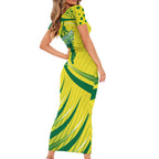 Australian Cricket Short Sleeve Bodycon Dress Southern Cross Stars - Heritage Graphic