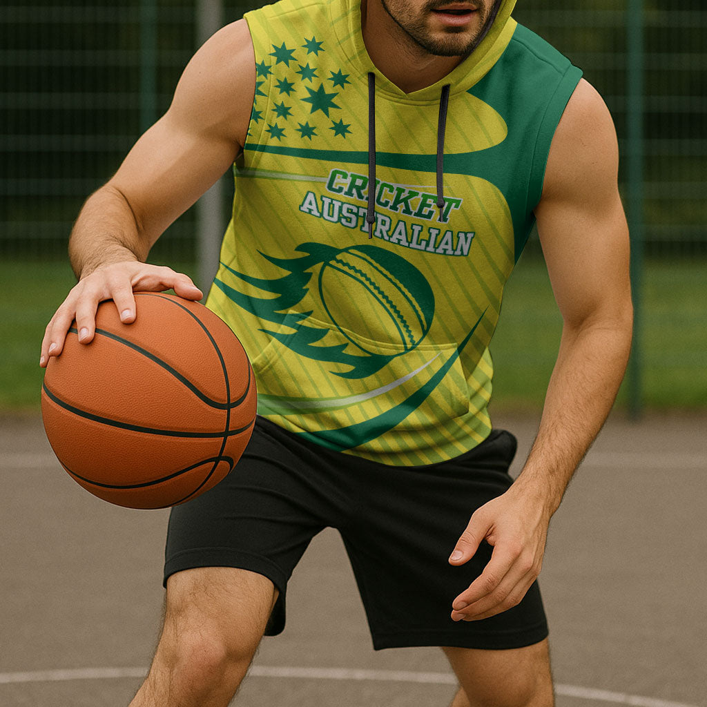Australian Cricket Sleeveless Hoodie Southern Cross Stars - Heritage Graphic