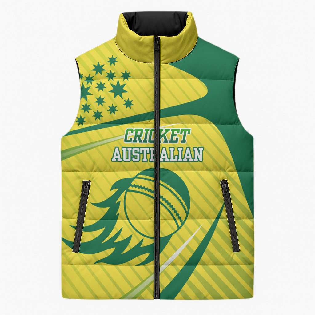 Australian Cricket Sleeveless Puffer Jacket Southern Cross Stars - Heritage Graphic