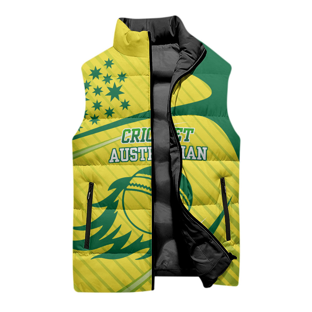Australian Cricket Sleeveless Puffer Jacket Southern Cross Stars - Heritage Graphic