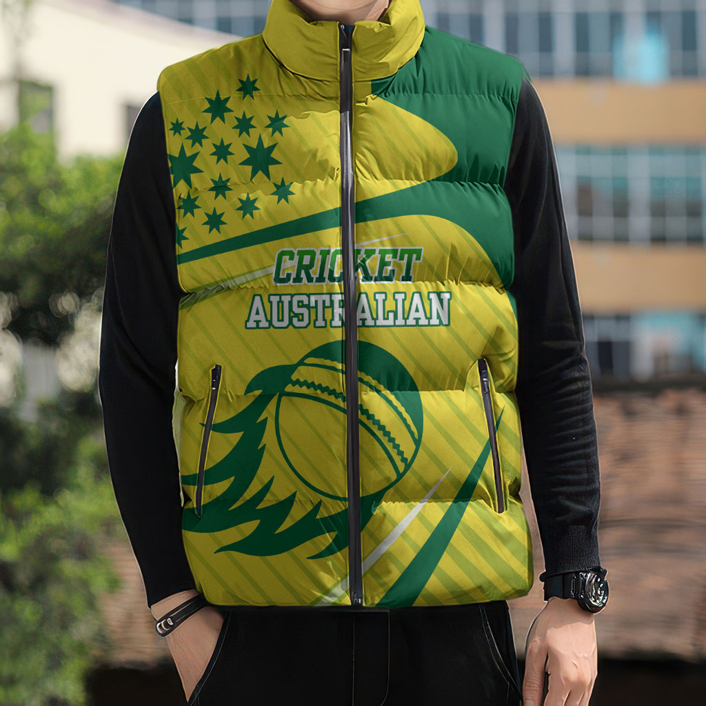 Australian Cricket Sleeveless Puffer Jacket Southern Cross Stars - Heritage Graphic