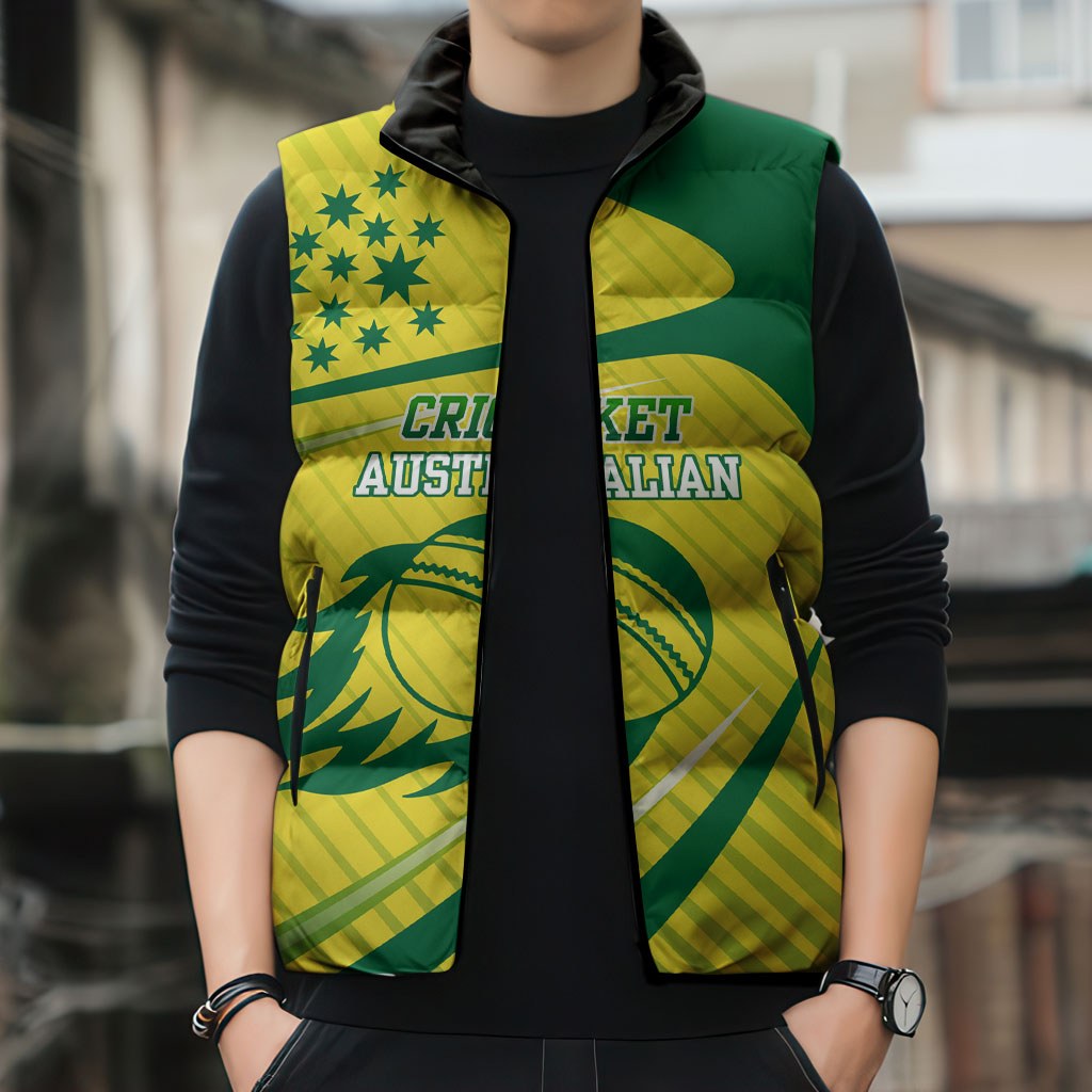 Australian Cricket Sleeveless Puffer Jacket Southern Cross Stars - Heritage Graphic