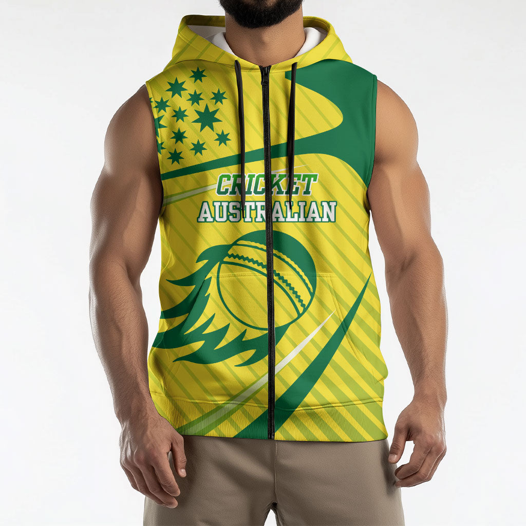 Australian Cricket Sleeveless Zip Hoodie Southern Cross Stars - Heritage Graphic