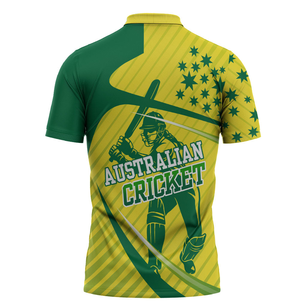 Australian Cricket Zipper Polo Shirt Southern Cross Stars - Heritage Graphic