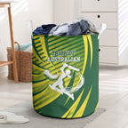Australian Cricket Laundry Basket Dynamic Stripe Graphic With Player Silhouette