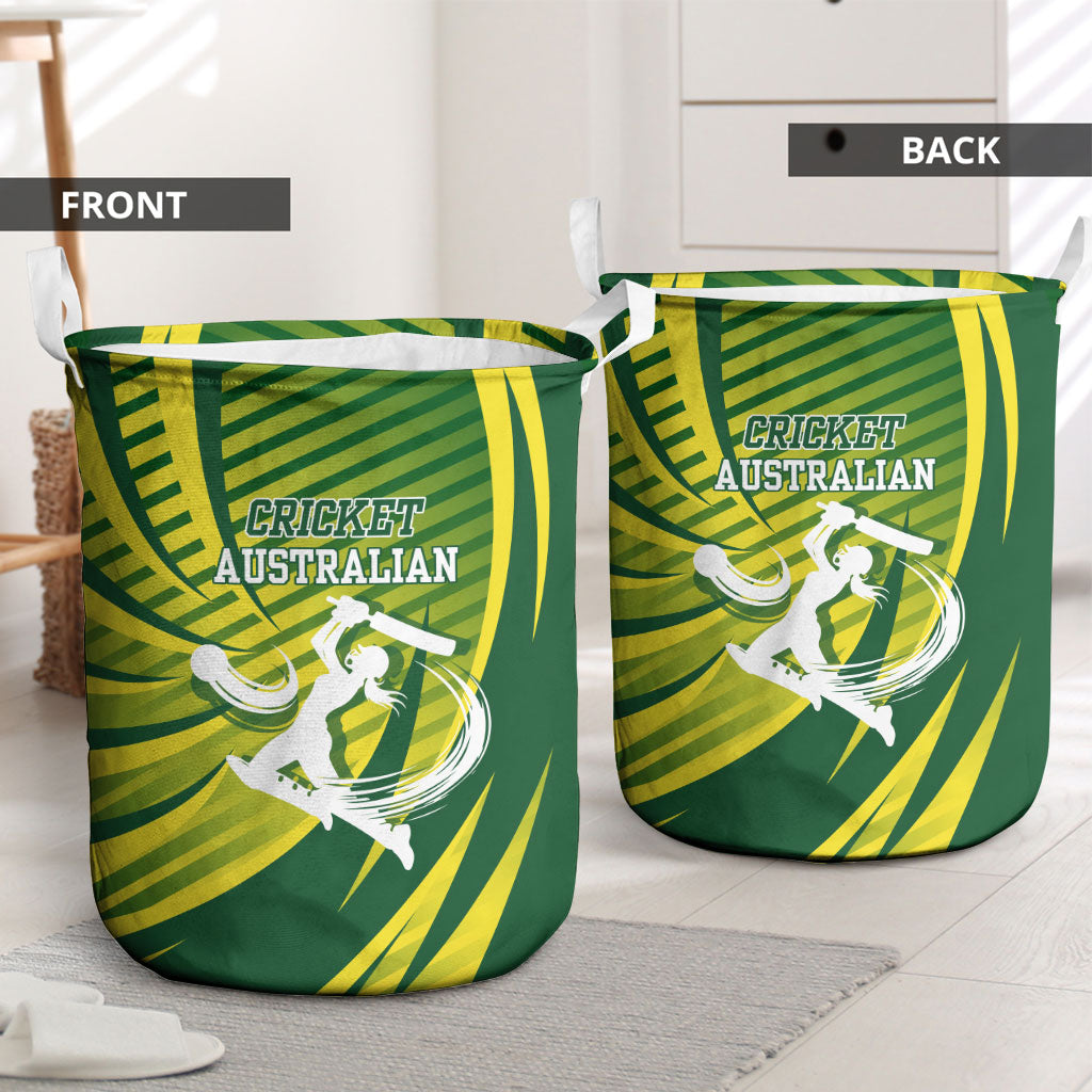 Australian Cricket Laundry Basket Dynamic Stripe Graphic With Player Silhouette