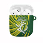 Australian Cricket AirPods Case Dynamic Stripe Graphic With Player Silhouette