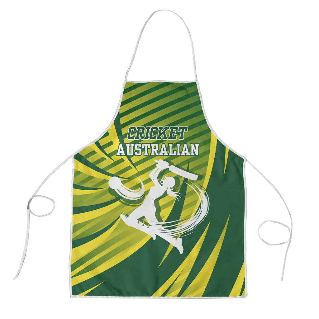 Australian Cricket Apron Dynamic Stripe Graphic With Player Silhouette