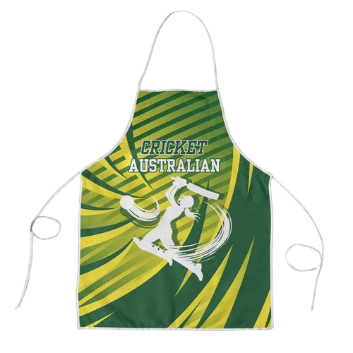 Australian Cricket Apron Dynamic Stripe Graphic With Player Silhouette