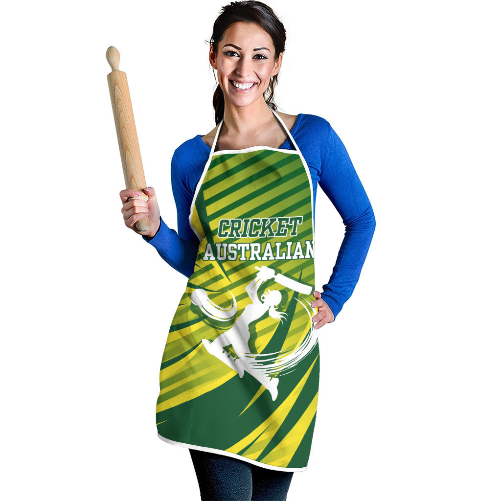 Australian Cricket Apron Dynamic Stripe Graphic With Player Silhouette