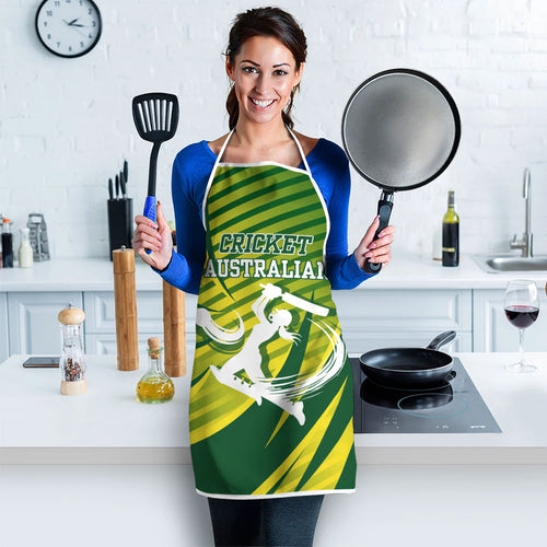 Australian Cricket Apron Dynamic Stripe Graphic With Player Silhouette