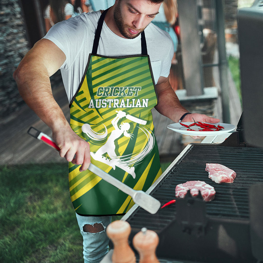 Australian Cricket Apron Dynamic Stripe Graphic With Player Silhouette