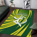 Australian Cricket Area Rug Dynamic Stripe Graphic With Player Silhouette