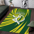 Australian Cricket Area Rug Dynamic Stripe Graphic With Player Silhouette