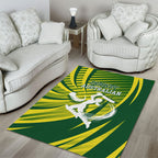 Australian Cricket Area Rug Dynamic Stripe Graphic With Player Silhouette