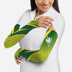 Australian Cricket Arm Sleeves Dynamic Stripe Graphic With Player Silhouette