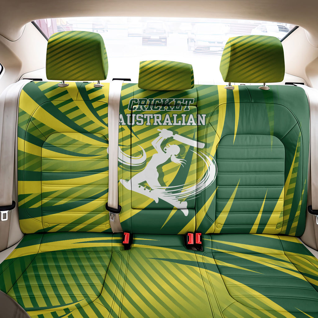 Australian Cricket Back Car Seat Cover Dynamic Stripe Graphic With Player Silhouette