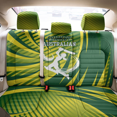 Australian Cricket Back Car Seat Cover Dynamic Stripe Graphic With Player Silhouette