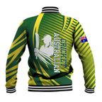 Australian Cricket Baseball Jacket Dynamic Stripe Graphic With Player Silhouette