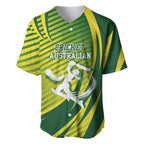 Australian Cricket Baseball Jersey Dynamic Stripe Graphic With Player Silhouette