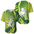Australian Cricket Baseball Jersey Dynamic Stripe Graphic With Player Silhouette