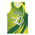 Australian Cricket Basketball Jersey Dynamic Stripe Graphic With Player Silhouette