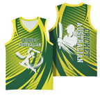 Australian Cricket Basketball Jersey Dynamic Stripe Graphic With Player Silhouette