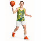 Australian Cricket Basketball Jersey Dynamic Stripe Graphic With Player Silhouette