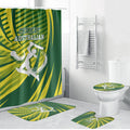 Australian Cricket Bathroom Set Dynamic Stripe Graphic With Player Silhouette