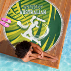 Australian Cricket Beach Blanket Dynamic Stripe Graphic With Player Silhouette