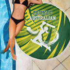 Australian Cricket Beach Blanket Dynamic Stripe Graphic With Player Silhouette