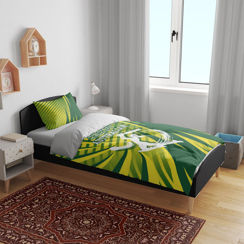 Australian Cricket Bedding Set Dynamic Stripe Graphic With Player Silhouette