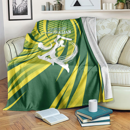 Australian Cricket Blanket Dynamic Stripe Graphic With Player Silhouette