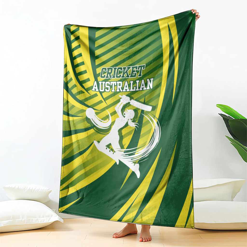 Australian Cricket Blanket Dynamic Stripe Graphic With Player Silhouette