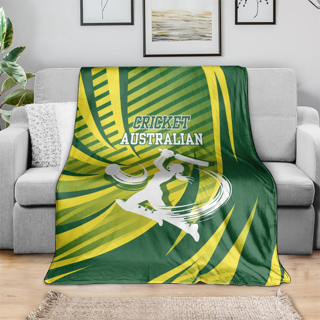 Australian Cricket Blanket Dynamic Stripe Graphic With Player Silhouette