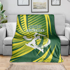 Australian Cricket Blanket Dynamic Stripe Graphic With Player Silhouette