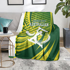 Australian Cricket Blanket Dynamic Stripe Graphic With Player Silhouette