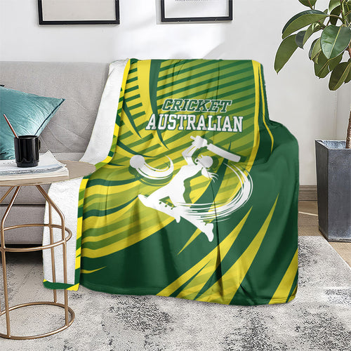 Australian Cricket Blanket Dynamic Stripe Graphic With Player Silhouette
