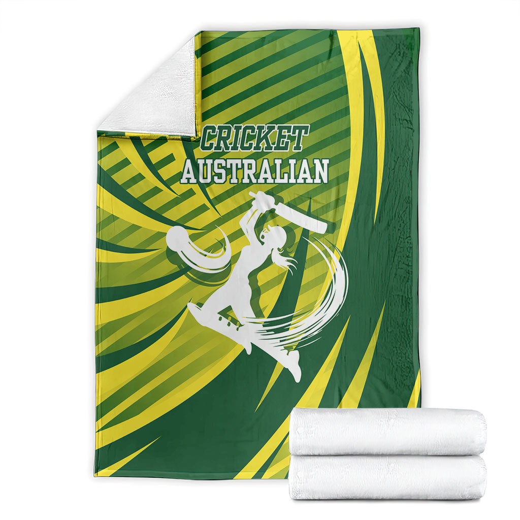 Australian Cricket Blanket Dynamic Stripe Graphic With Player Silhouette