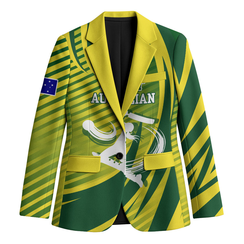 Australian Cricket Blazer Dynamic Stripe Graphic With Player Silhouette