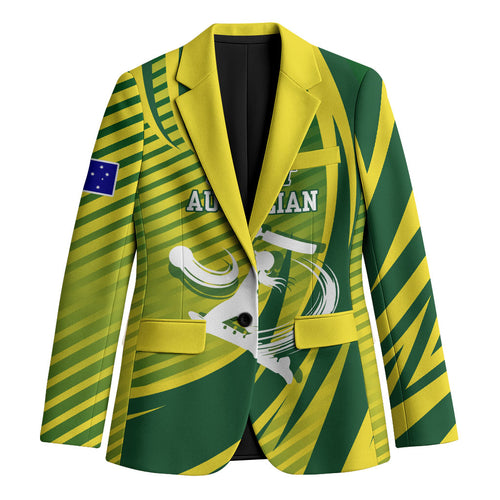 Australian Cricket Blazer Dynamic Stripe Graphic With Player Silhouette