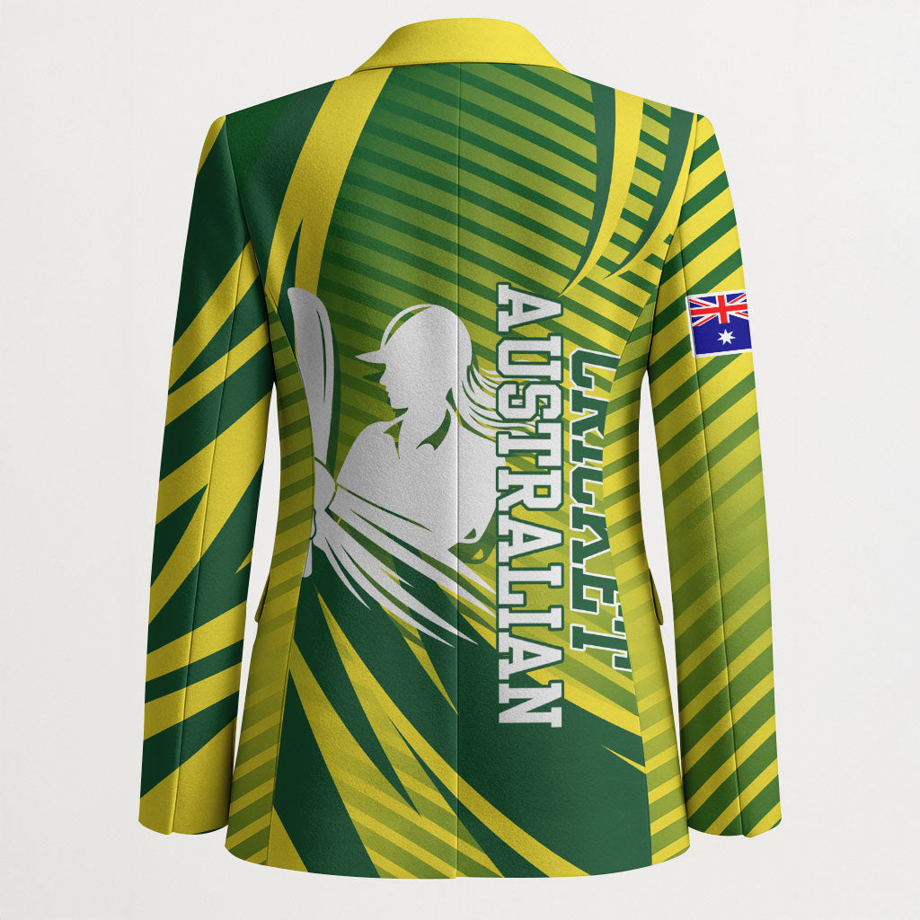 Australian Cricket Blazer Dynamic Stripe Graphic With Player Silhouette