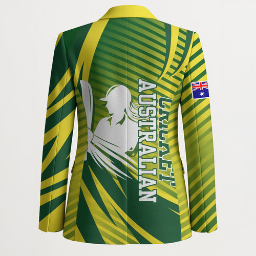 Australian Cricket Blazer Dynamic Stripe Graphic With Player Silhouette