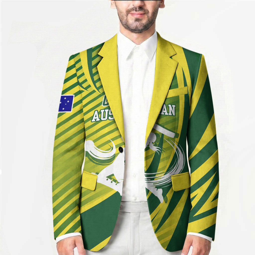 Australian Cricket Blazer Dynamic Stripe Graphic With Player Silhouette