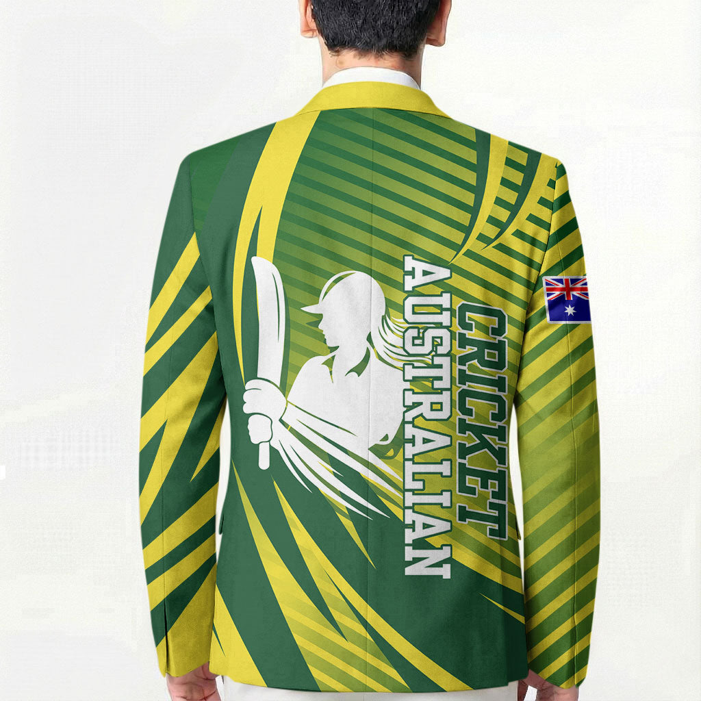 Australian Cricket Blazer Dynamic Stripe Graphic With Player Silhouette
