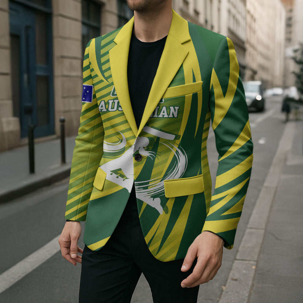 Australian Cricket Blazer Dynamic Stripe Graphic With Player Silhouette