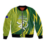 Australian Cricket Bomber Jacket Dynamic Stripe Graphic With Player Silhouette